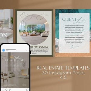 30 Real Estate Instagram Post Templates | Canva | Social Media Kit Realtors | Content Ideas | Just Listed Templates | Real Estate Marketing