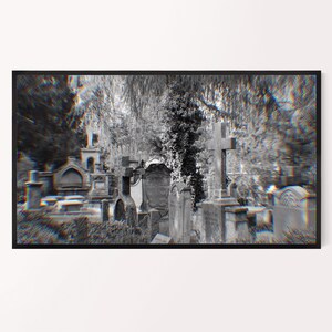 Samsung Frame TV Art, Creepy Cemetery Photo , Samsung Art TV, Halloween Digital Download, Digital Download, Modern Cemetery, Frame TV Art