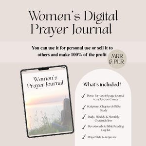 Digital Prayer Journal with Master Resell Rights, Bible Study Planner, MRR & PLR, Faith-Based Printable, Done for you, passive income,