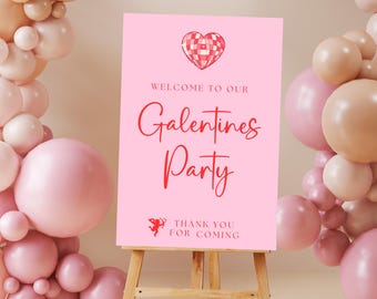 Digitales Poster zum Galentines Tag, Galentines Nachtparty, Valentinstag, Mädchennacht A3-Schild, Galentines Party, digitales Willkommensschild, gals