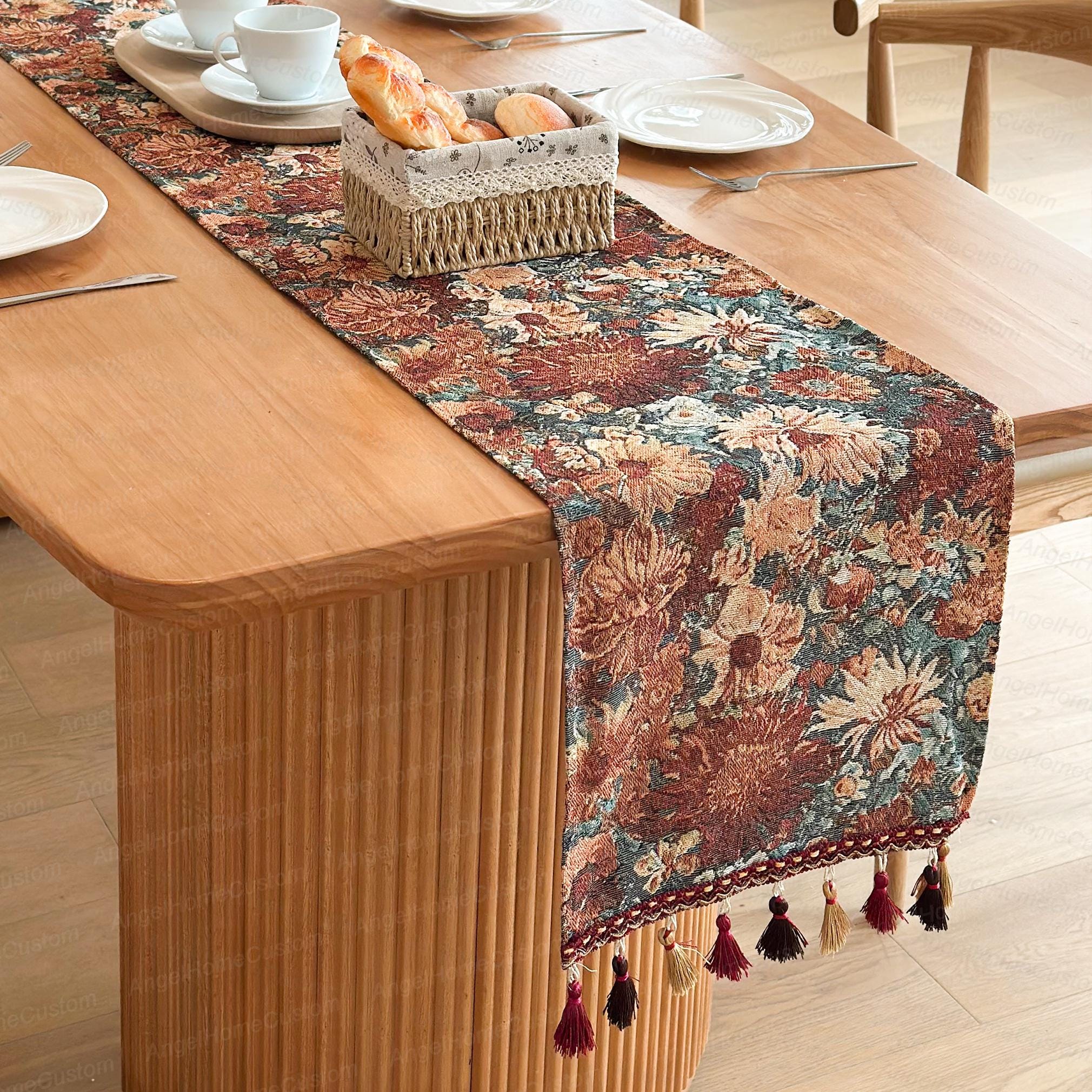 Tischläufer Mit Kaffeetassen-Motiv – Leinen, 33x178 Cm, Bauernhaus-Stil, Für Küche & Esszimmer