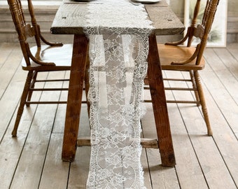White Lace Table Runner, Boho Table Runner, Boho Wedding Decor, Farmhouse Wedding Decor, Gift for Her, Hand Crochet Runner