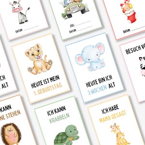 52 Meilensteinkarten für Babys und Kleinkinder zum Ausdrucken, Geschenk zur Schwangerschaft und Geburt, Erinnerungskarten erstes Lebensjahr