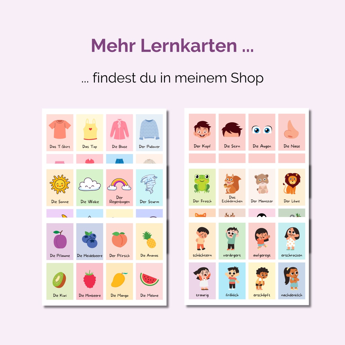 64 Tierkarten zum Ausdrucken, Lernkarten Tiere für Kinder, Waldtiere