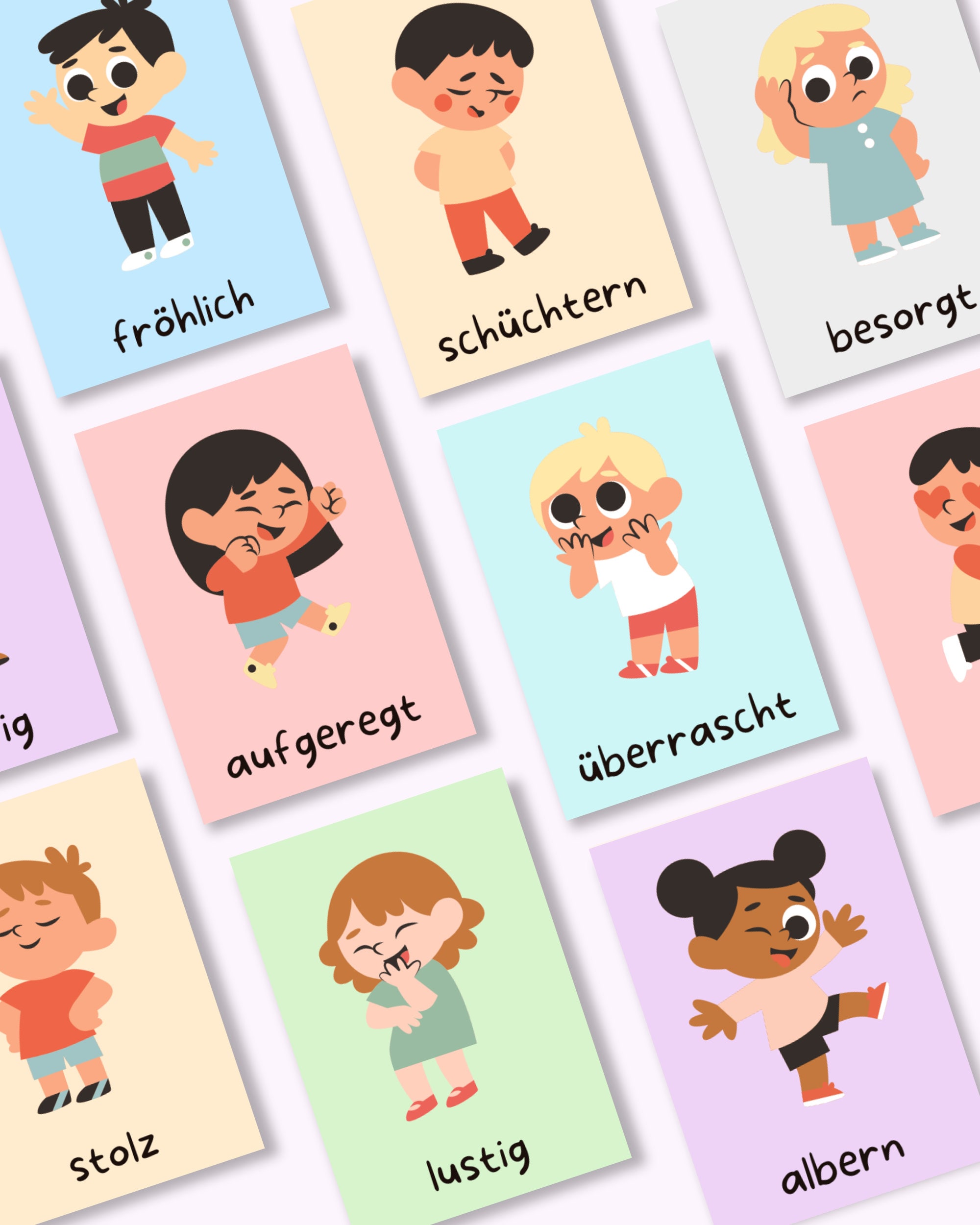 16 Gefühlskarten, Emotionskarten Kinder zum Ausdrucken, Kindergarten