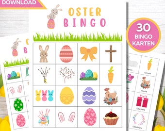 Ostern Bingo Karten für die ganze Familie Digitale Bingo Karten zum Ausdrucken PDF Vorlagen Bingo Spiel Geschenk für Kinder Osteraktivität