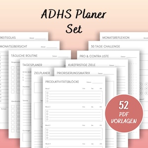 ADHD planner for adults, ADHD planner to print, ADHD planner templates, adhd planner german, adhd pdf, adhd daily plan, neurodivergent