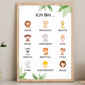 Croyances positives pour les enfants, affiches d'affirmation, phrases d'encouragement, renforcement de la confiance en soi de l'enfant, affiches pour chambre d'enfant, inscription à l'école