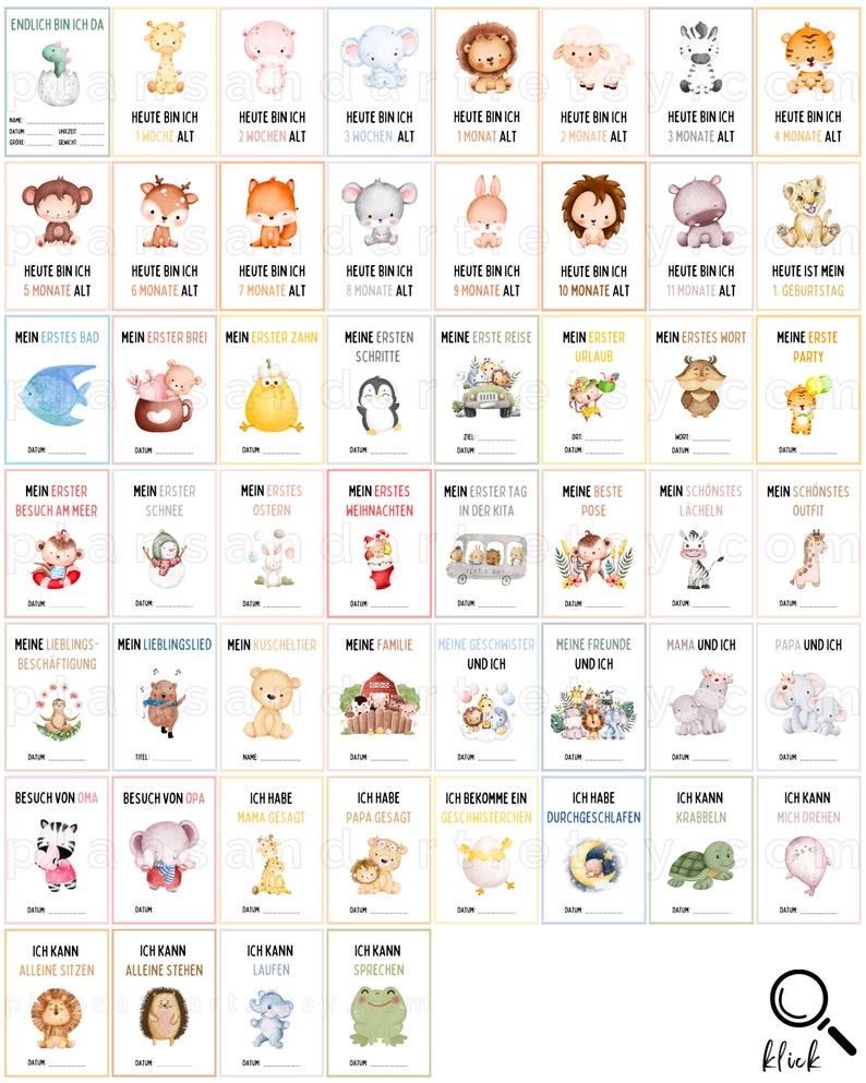 52 Milestone Cards for Babies and Toddlers to Print, Pregnancy and Birth Gift, First Year Reminder Cards image 2