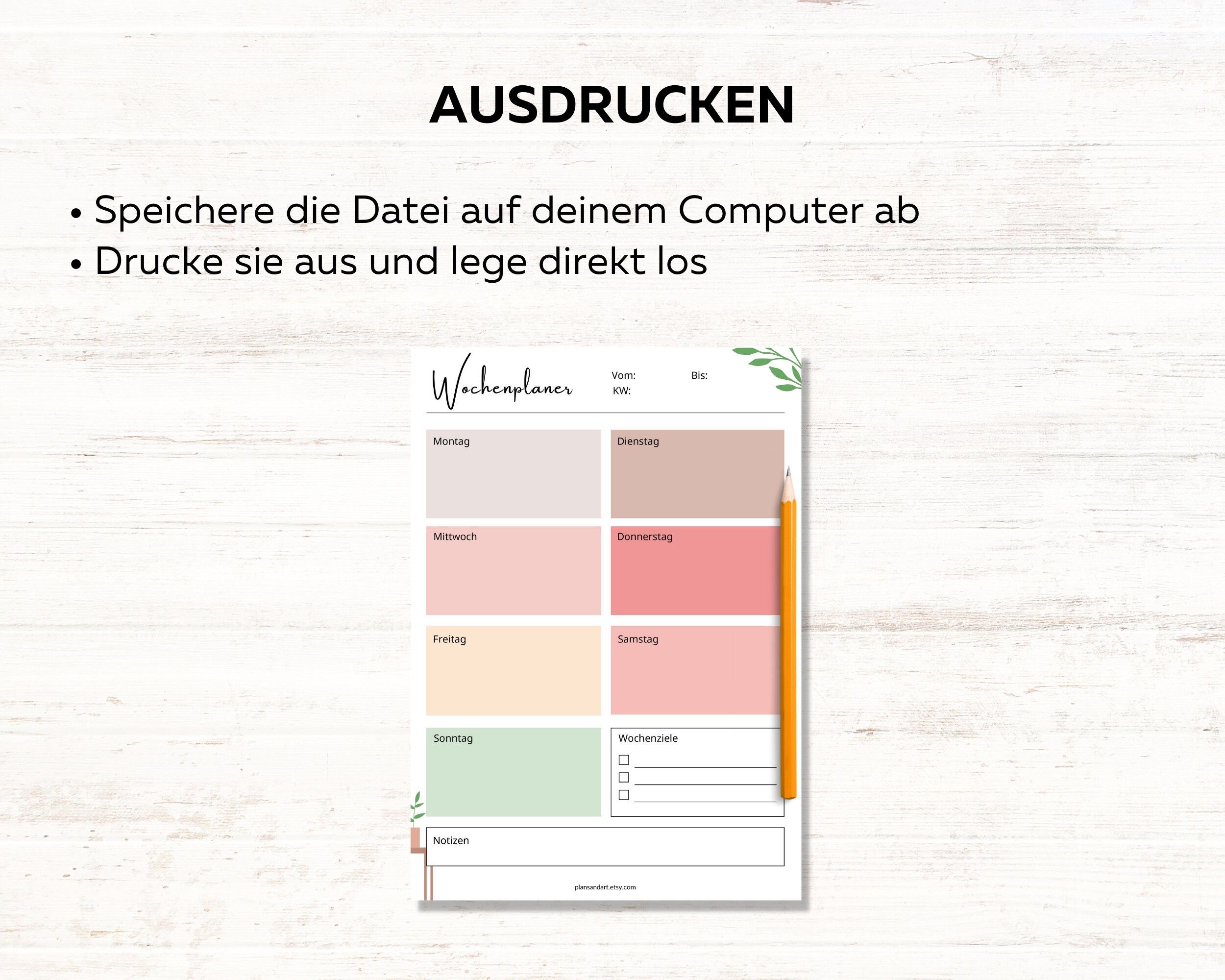 PDF Planer Vorlagen zum Ausdrucken, Tagesplaner, Wochenplaner