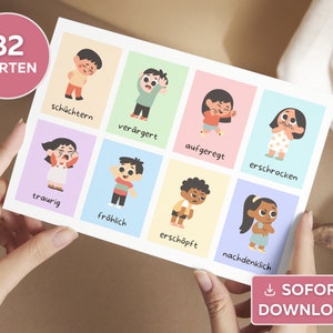 Gefühle Kärtchen zum Ausdrucken für Kinder, Emotionen regulieren Kita Sprachförderung, Empathie, emotionale Entwicklung, Spiel Grundschule