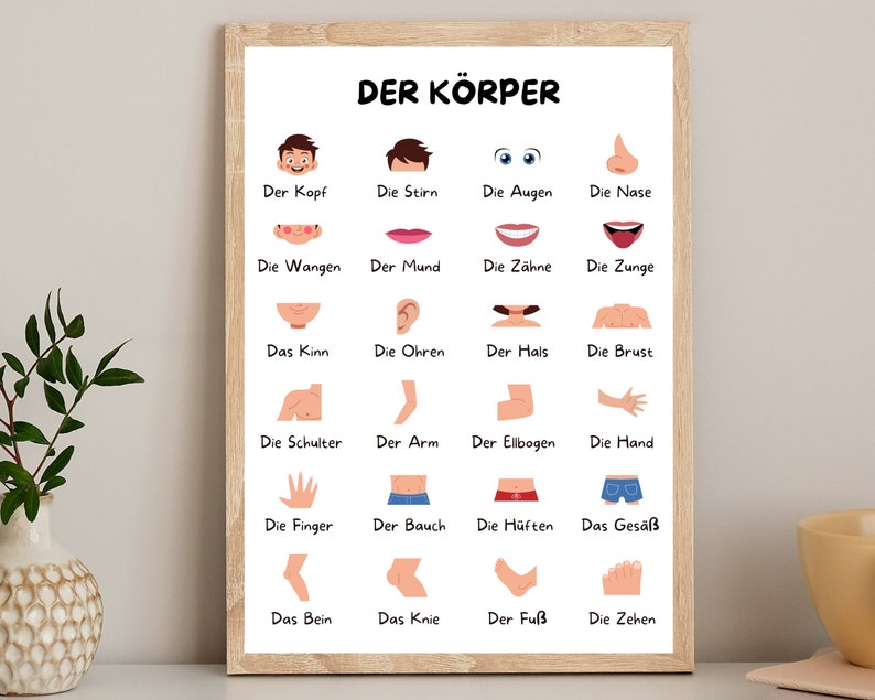 Körperkarten für Kinder Körper Poster Digital Download Set, Bildkarten ...