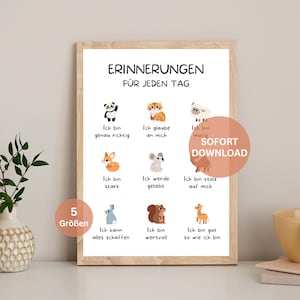 Póster de afirmaciones para niños, creencias positivas, salud mental, atención plena, guardería, descarga digital, 5 tamaños