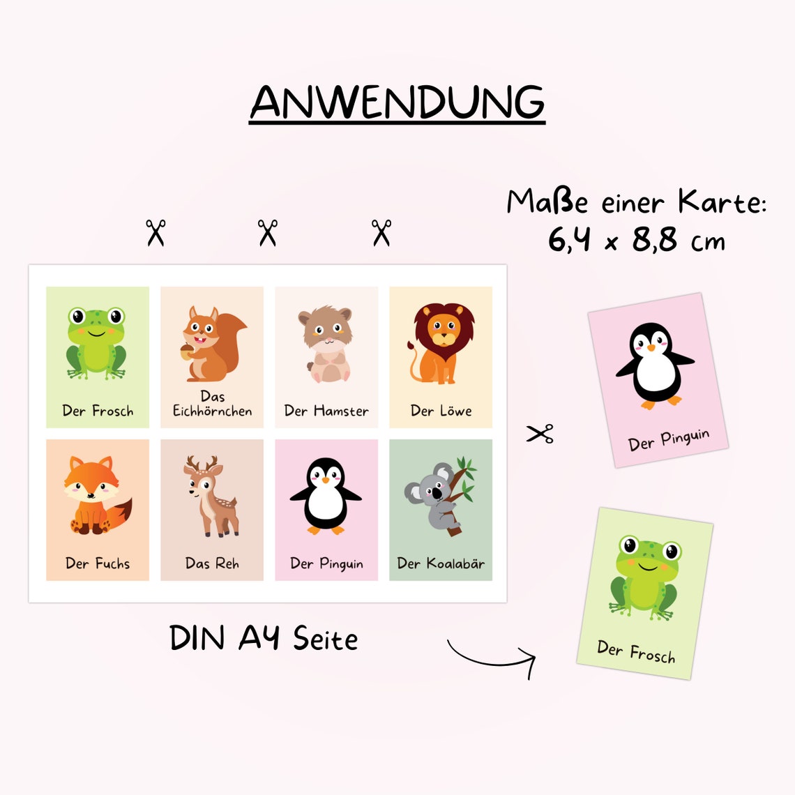 64 Tierkarten zum Ausdrucken, Lernkarten Tiere für Kinder, Waldtiere
