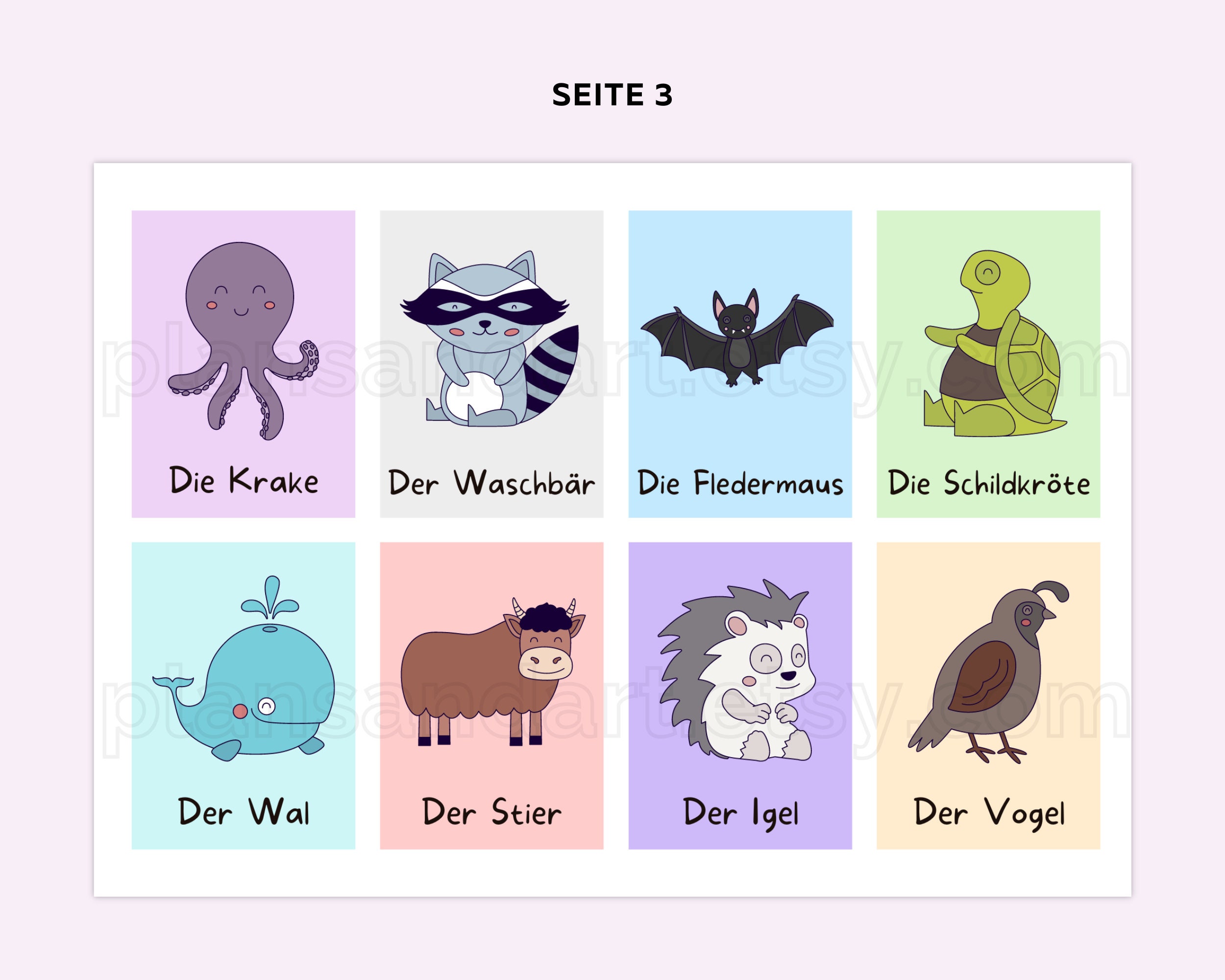 24 Lernkarten Tiere, Tierkarten Kinder zum Ausdrucken, Bauernhof, Zoo