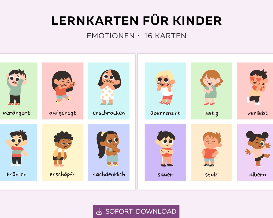 16 Gefühlskarten Emotionskarten Kinder zum Ausdrucken - Etsy.de