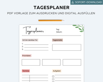 Printable Daily Planner, Undated, Appointment Management, Everyday Life Planner, Organization, Colorful Design, Printable and Editable PDF A4 Template