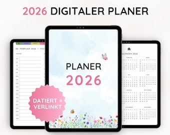 Digitale planner 2026 Duits, iPad planner, Goodnotes planner, jaarplanner 2026 downloaden, digitale kalender 2026, gedateerde planner 2026
