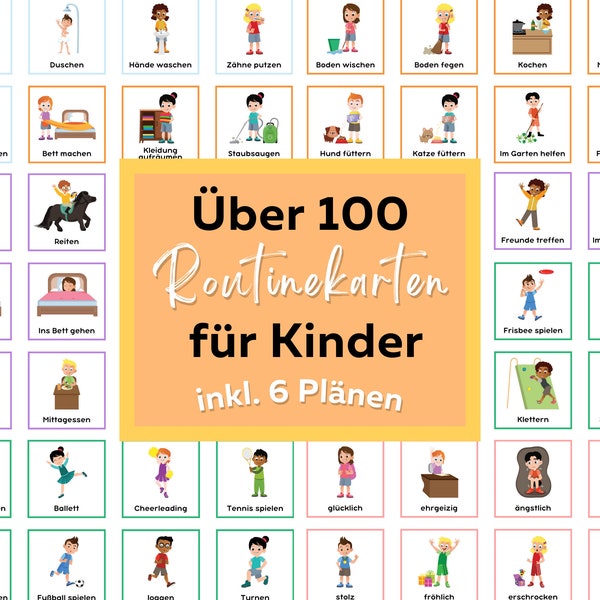 Routinekarten für Kinder zum Ausdrucken, Tagesplan für Kinder, Montessori Wochenplan, Aufgaben Karten Kind, Routineplan Kind, Gefühlskarten