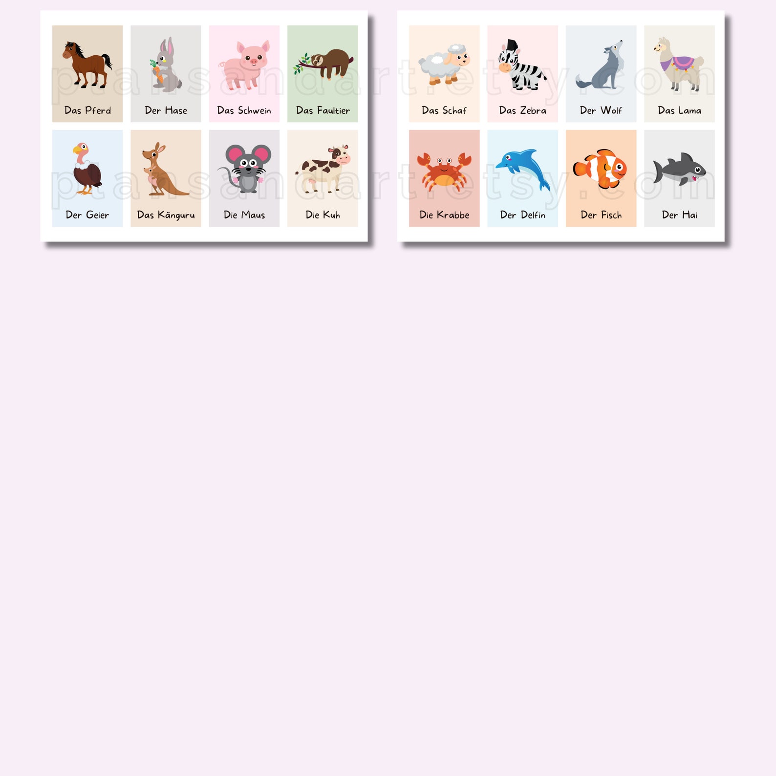 64 Tierkarten zum Ausdrucken, Lernkarten Tiere für Kinder, Waldtiere