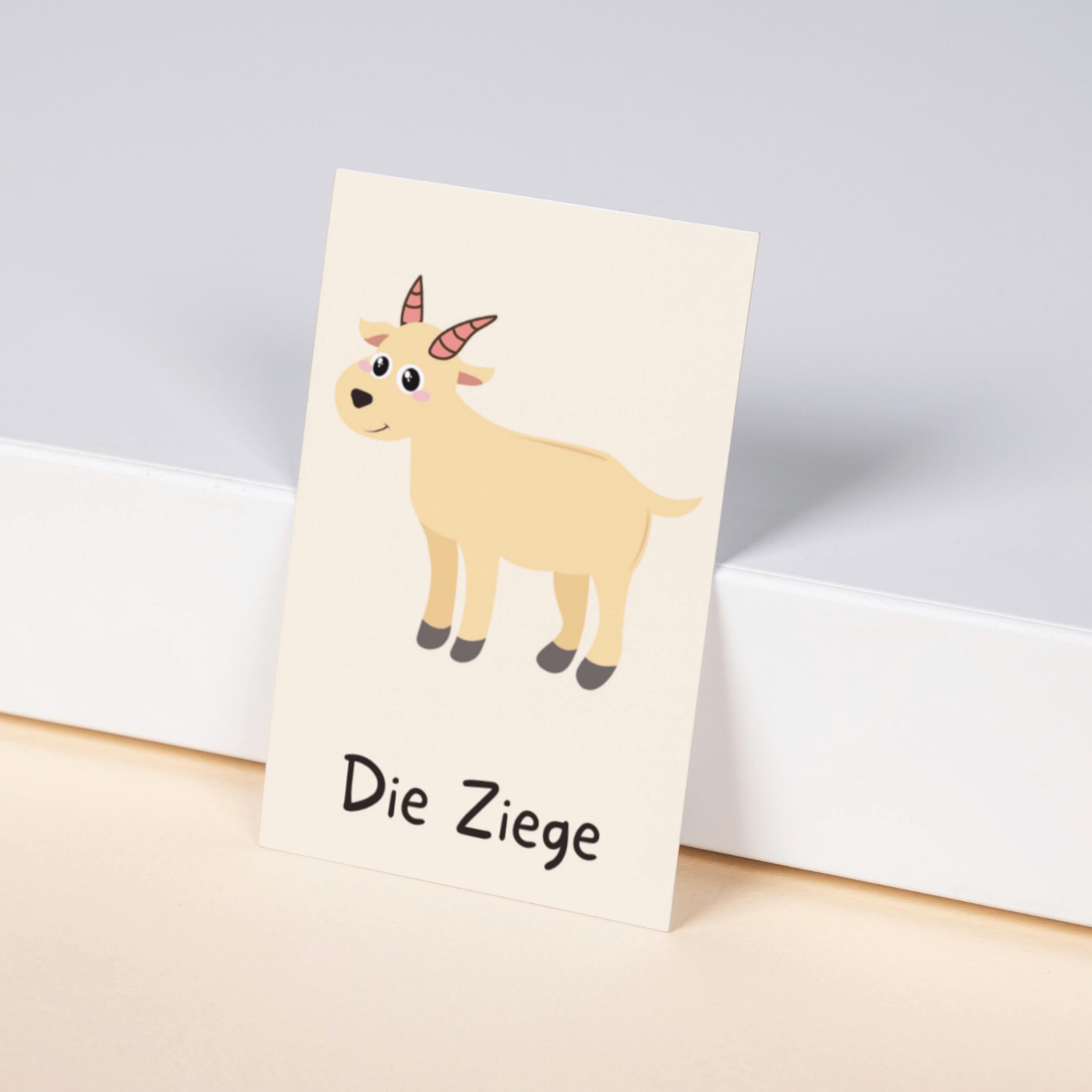 Tierkarten Deutsch, 64 Tiere Kärtchen zum Ausdrucken, Lernkarten Tiere