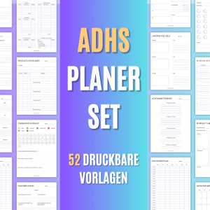 Planejador de TDAH para impressão, planejador digital de TDAH para adultos, diário de TDAH, planejador de vida para TDAH, plano estrutural para TDAH, planejador de TDAH em alemão, PDF