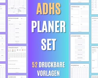Druckbarer AHDS Planer, Digitaler ADHS Planer für Erwachsene, ADHS Journal, Lebensplaner adhs, Strukturplan adhs, adhs Planer deutsch, pdf