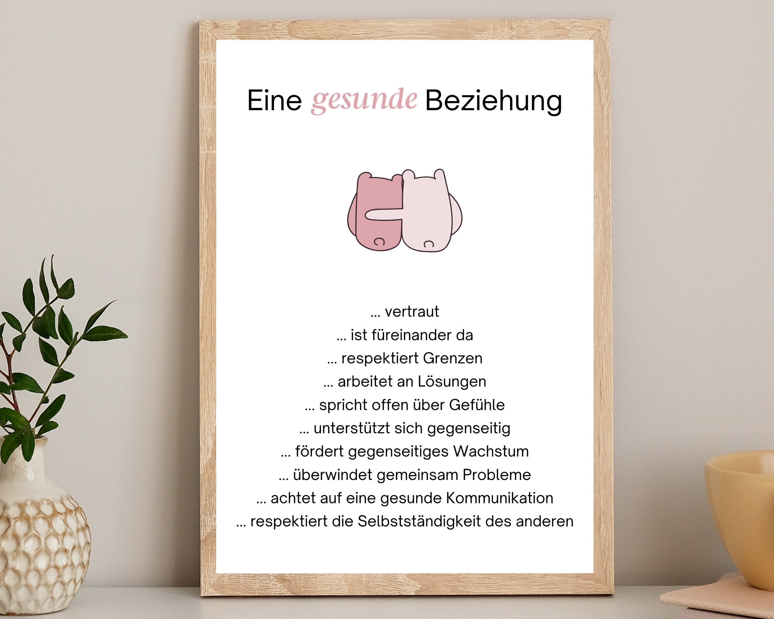 Merkmale einer gesunden Beziehung Poster Digital Download Bild Liebe, Jahrestag Poster Valentinstag, Geschenk für Partner, Achtsamkeit