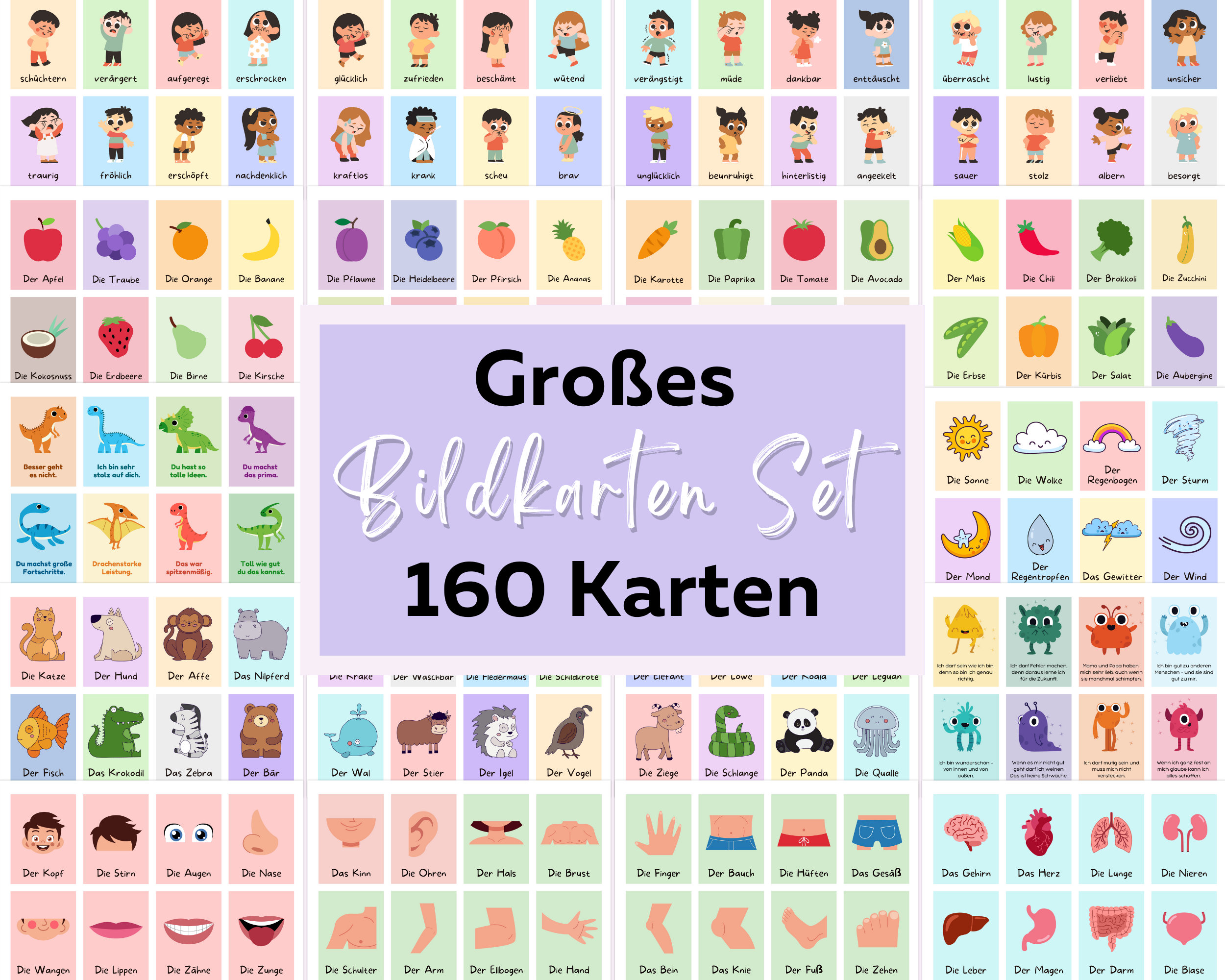 Bildkarten Kinder Set 160 Lernkarten Kita Digitaler Download