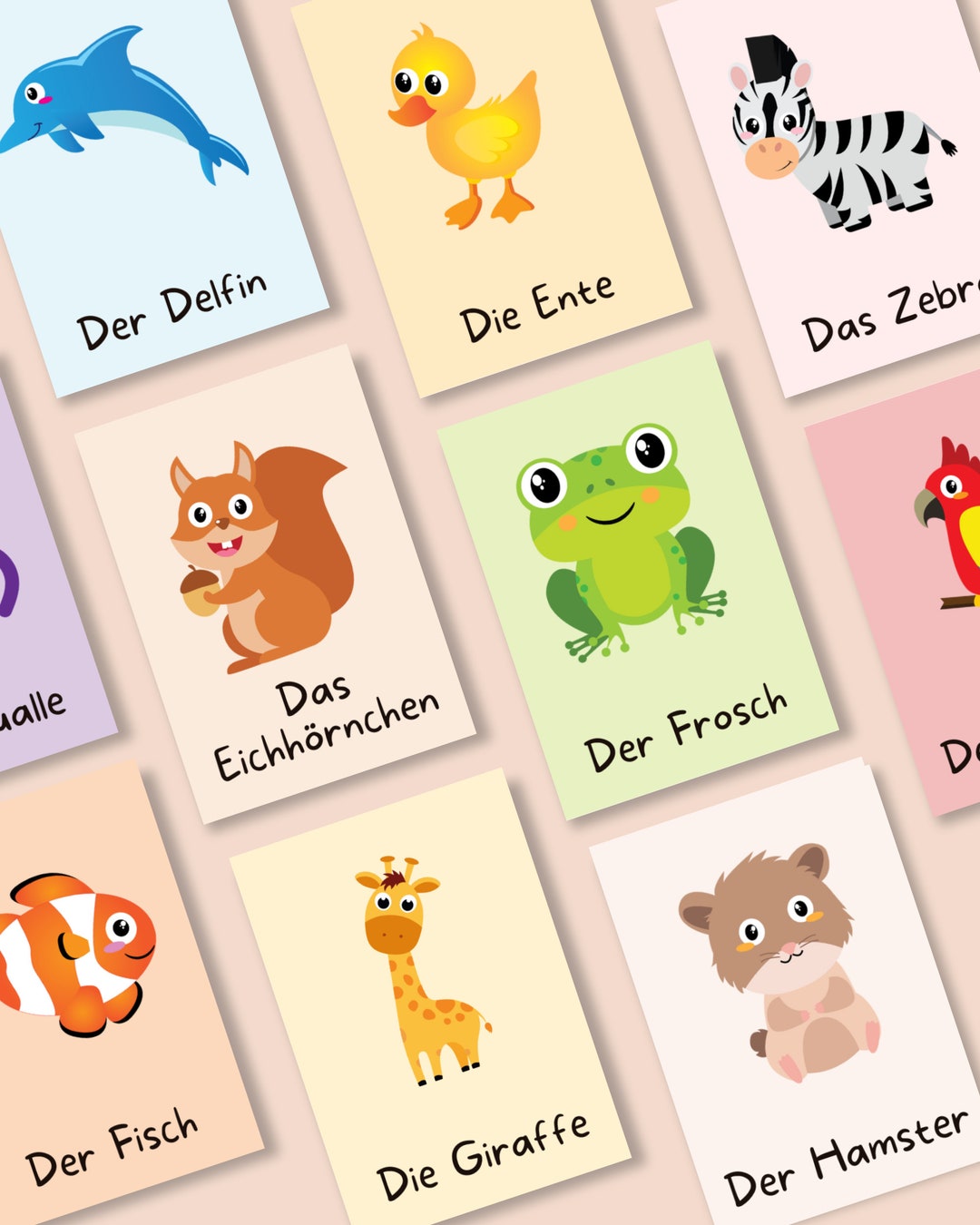 64 Tierkarten Zum Ausdrucken Lernkarten Tiere Für Kinder - Etsy