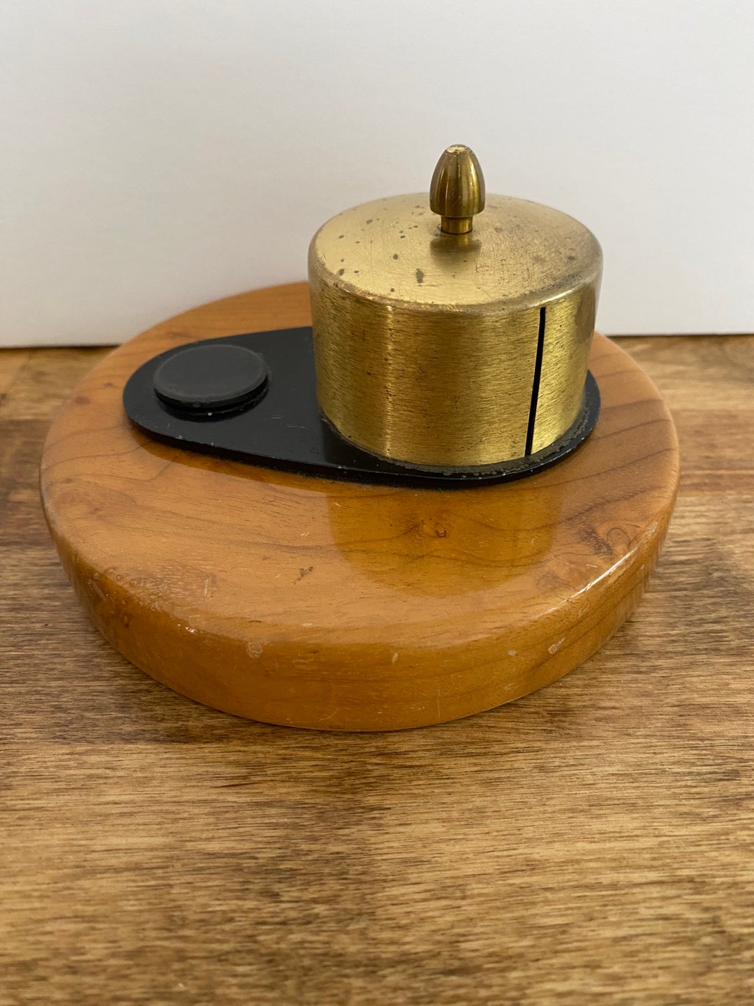 Vintage Brass Postage Stamp Roll Holder /dispenser on Wood Etsy