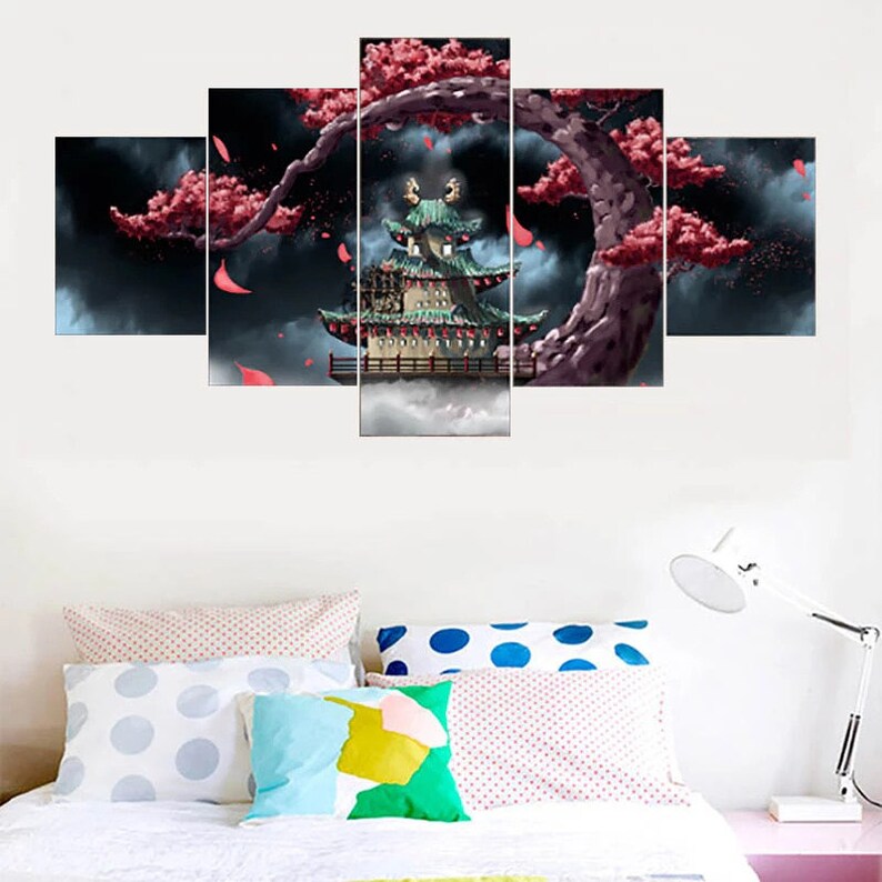 5 Panels Canvas Wall Art Anime Decoration Etsy