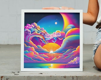 Celestial Aesthetics Ocean Rainbow Colored Art Print
