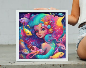 Rainbow Colored Mermaid Aesthetics Art Print