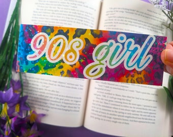 Retro Nostalgic Holographic Bookmark. Rainbow Colored Cheetah Print 90s Girl Bookmarker. Gift for Book Lovers, millennials, or 90s Baby.