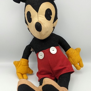 Antique Circa 1930s Mickey Mouse Disney McCall No. 91 Sewing Pattern Stuffed Pie Eyed Doll Vintage Plush Collectible Memorabilia RARE 20"