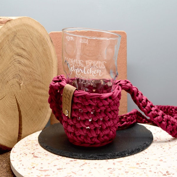 Porte-verre Dubbe | Schobbeglashalter | Porte-gobelet thermos pour les randonnées autour du vin et du vin chaud ou du café à emporter - fait à la main avec beaucoup d'amour