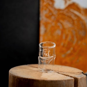 Personalizable shot glass 2cl with bend hand-engraved with desired text | genuine Palatinate shot glass | gift idea hiking tour | birthday