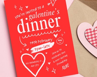 Galentines Invite Electronic, Galentine's Day Party Invitation, Galentines Day Invitation, Galentines Day Invitation Template, Canva