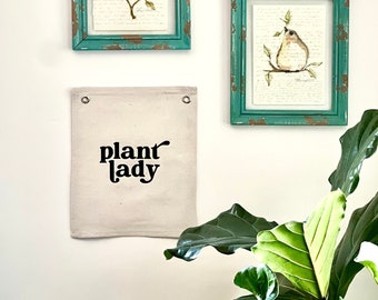 Plant Lady Banner / boho decor / tapestry / wall hanging / room decor / friend gift / plant lover / modern sunroom