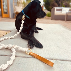 Macrame Dog Leash Sturdy Pet Tether Boho Gift for dog lover rope strap for dog image 1