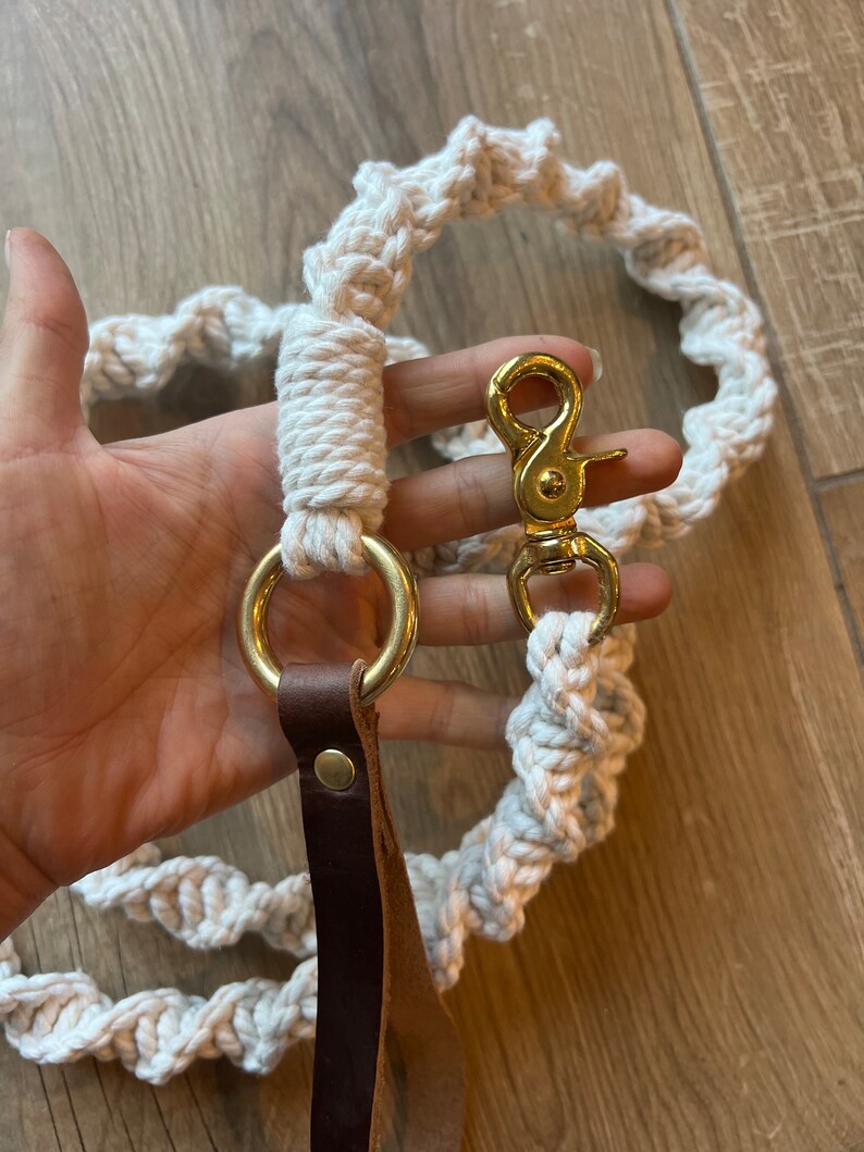 Macrame Dog Leash Sturdy Pet Tether Boho Gift for dog lover rope strap for dog image 5