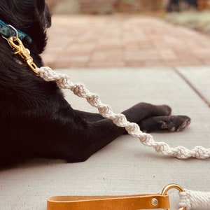 Macrame Dog Leash Sturdy Pet Tether Boho Gift for dog lover rope strap for dog image 3