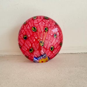 Hand Blown Murano Glass Milifiore Peacock Paperweight Decorative Ornament