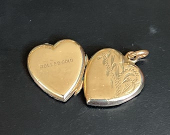 Vintage 9ct Rolled Gold Heart Locket with Photos