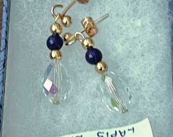 Swarovski Lapiz Lazuli Gold Drop Earrings