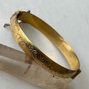 9ct Rolled Gold Bangle Metal Cored Retro Classic Bracelet