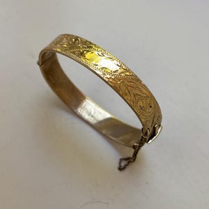 Bracelet jonc vintage laminé en plaques dures d&#39;or 9 carats