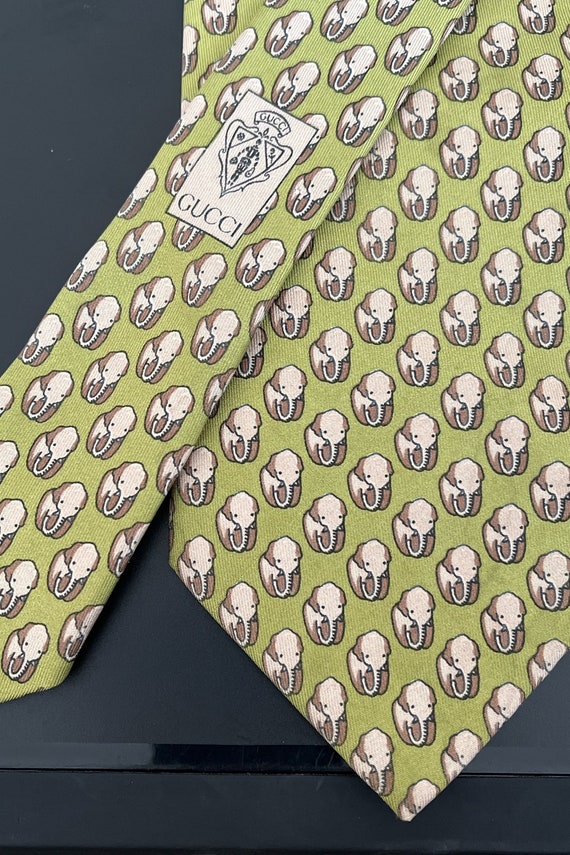 GUCCI Pure Silk Tie, Elephants - image 1