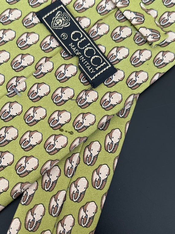 GUCCI Pure Silk Tie, Elephants - image 3